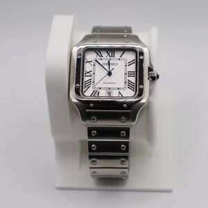 Square Case Seiko Mod | White Dial Roman Numerals | Blue Hands & Rotor